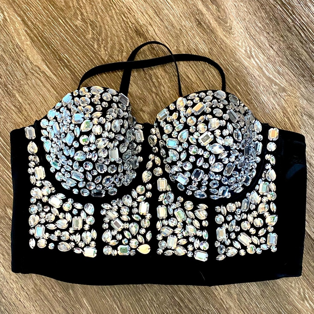 Cleo sequin bra corset top party costume Selena costume crop top size XL/36-38D